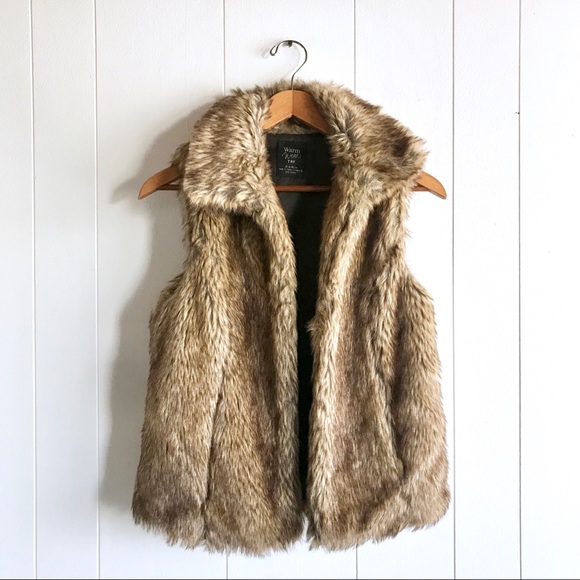 zara faux fur vest womens